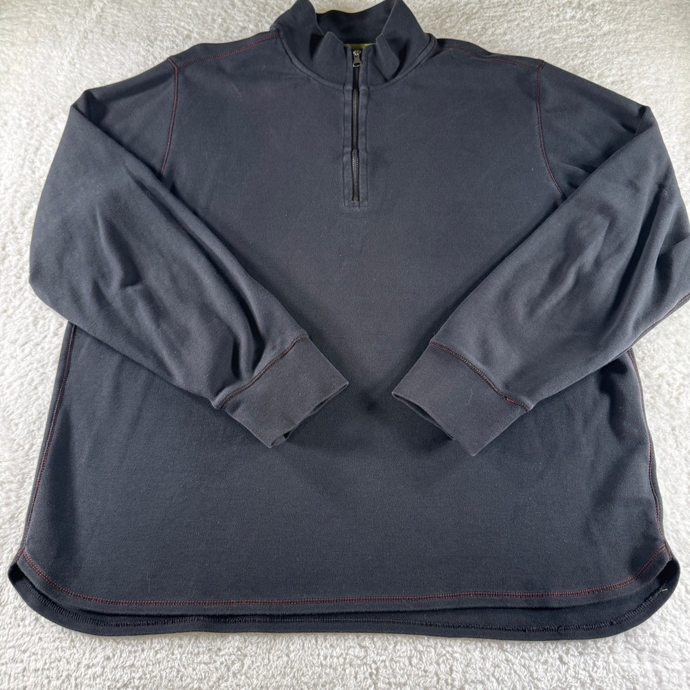Robert Graham Pullover Sweater Black Quarter 1/4 Zip Golf Mens XL Stretch‎